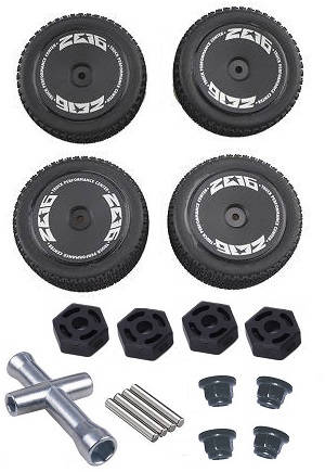 Wltoys 144001 RC Car spare parts todayrc toys listing front and rear tires and hexagon adapter with nuts and tire wrench set - Click Image to Close