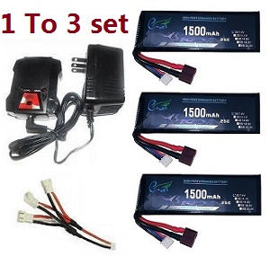 Wltoys XK 144002 RC Car spare parts todayrc toys listing 1 to 3 charger set + 3*7.4V 1500mAh battery set - Click Image to Close