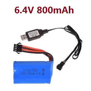 Wltoys 18428-A RC Car spare parts todayrc toys listing 6.4V 800mAh battery with USB wire