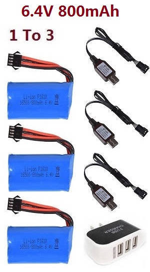 Wltoys 18428-C RC Car spare parts todayrc toys listing 1 to 3 charger set + 3*6.4V 800mAh battery set