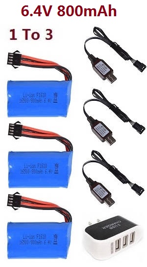 Wltoys 18428 18429 RC Car spare parts todayrc toys listing 1 to 3 charger set + 3*6.4V 800mAh battery set