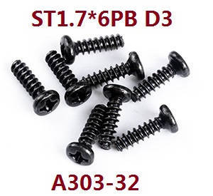 Wltoys 18428 18429 RC Car spare parts todayrc toys listing screws ST1.7*6PB A303-32