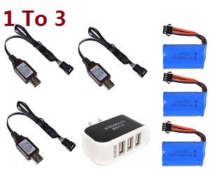 Wltoys 18628 18629 RC Car spare parts todayrc toys listing 1 to 3 charger wire + 3*6.4V 800mAh battery set