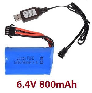 Wltoys 18628 18629 RC Car spare parts todayrc toys listing 6.4V 800mAh battery + USB charger wire