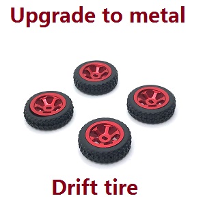 Wltoys K969 K979 K989 K999 P929 P939 RC Car spare parts todayrc toys listing upgrade to metal tire hub drift tires 4pcs (Red)