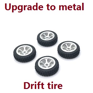 Wltoys K969 K979 K989 K999 P929 P939 RC Car spare parts todayrc toys listing upgrade to metal tire hub drift tires 4pcs (Silver)