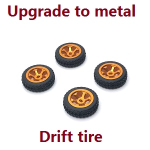 Wltoys K969 K979 K989 K999 P929 P939 RC Car spare parts todayrc toys listing upgrade to metal tire hub drift tires 4pcs (Gold)