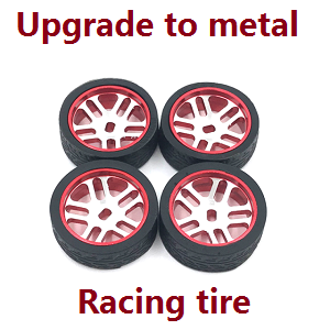 Wltoys K969 K979 K989 K999 P929 P939 RC Car spare parts todayrc toys listing upgrade to metal tire hub racing tires 4pcs (Red)