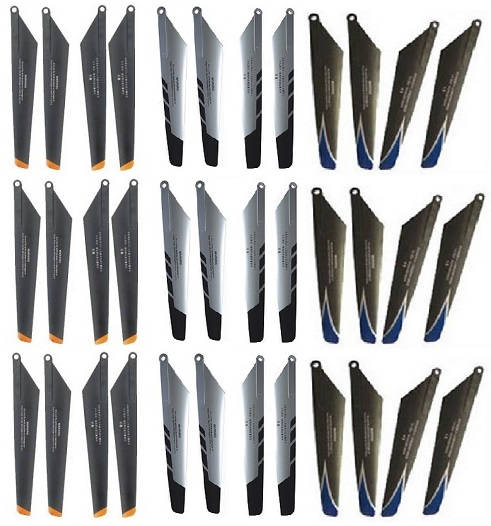 Double Horse 9053 DH 9053 RC helicopter spare parts todayrc toys listing main blades 9 sets (Upgrade Black-Orange + Silver-Black + Black-Blue)