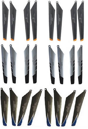 Huan Qi HQ 848 848B 848C RC helicopter spare parts todayrc toys listing main blades 6 sets (Upgrade Black-Orange + Silver-Black + Black-Blue)