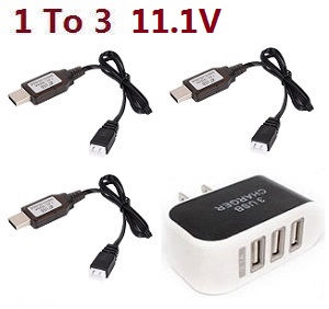 Wltoys XK A170 B787 RC Airplanes Aircraft spare parts 1 to 3 USB charger adapter with 3*11.1V USB wire set