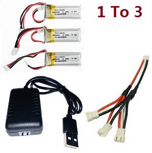 Wltoys XK A180 RC Airplanes Helicopter spare parts todayrc toys listing 1 to 3 USB charger wire + 3*7.4V 300mAh battery set