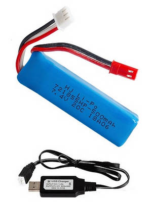 Wltoys A202 RC Car spare parts todayrc toys listing battery 7.4V 500mAh + USB charger wire - Click Image to Close