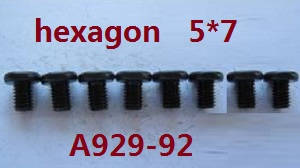Wltoys A929 RC Car spare parts todayrc toys listing inner hexagon flat head screws M5*7 A929-92