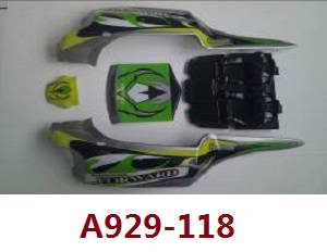 Wltoys A929 RC Car spare parts todayrc toys listing green car shell A929-118 - Click Image to Close