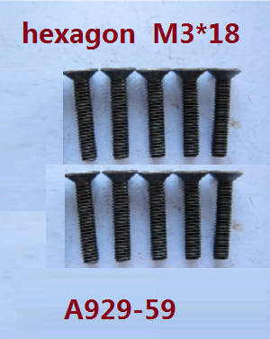 Wltoys A929 RC Car spare parts todayrc toys listing inner hexagon countersunk screws 10pcs M3*18 A929-59 - Click Image to Close