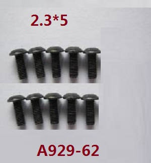 Wltoys A929 RC Car spare parts todayrc toys listing inner hexagon round head screws 10pcs M2.3*5 A929-62