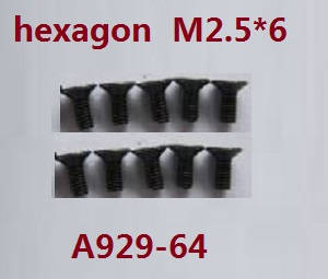 Wltoys A929 RC Car spare parts todayrc toys listing inner hexagon countersunk screws 10pcs M2.5*6 A929-64