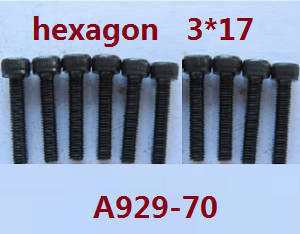 Wltoys A929 RC Car spare parts todayrc toys listing inner hexagon round cup head screws 10pcs M3*17 A929-70