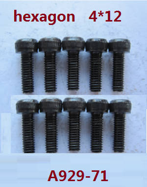 Wltoys A929 RC Car spare parts todayrc toys listing inner hexagon round cup head screws 10pcs M4*12 A929-71