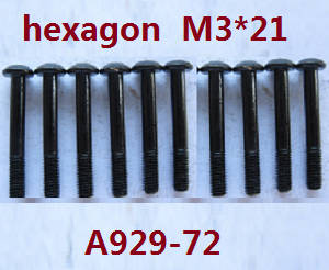 Wltoys A929 RC Car spare parts todayrc toys listing inner hexagon pan head lower half teeth screws 10pcs M3*21 A929-72