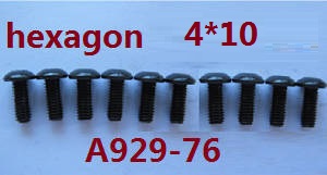 Wltoys A929 RC Car spare parts todayrc toys listing inner hexagon pan head screws 10pcs M4*10 A929-76