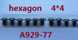 Wltoys A929 RC Car spare parts todayrc toys listing inner hexagon pan head screws 10pcs M4*4 A929-77