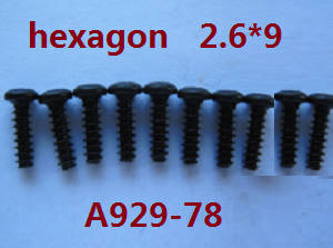 Wltoys A929 RC Car spare parts todayrc toys listing inner hexagon pan head screws 10pcs M2.6*9 A929-78