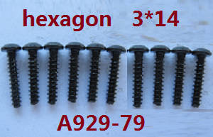 Wltoys A929 RC Car spare parts todayrc toys listing inner hexagon pan head screws 10pcs M3*14 A929-79