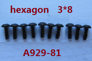 Wltoys A929 RC Car spare parts todayrc toys listing inner hexagon pan head screws 10pcs M3*8 A929-81 - Click Image to Close