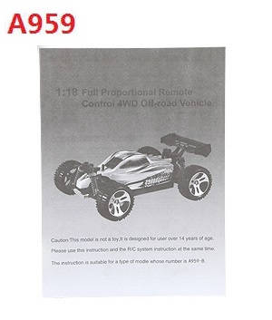 Wltoys A959 A959-A A959-B RC Car spare parts todayrc toys listing English manual book for A959 - Click Image to Close