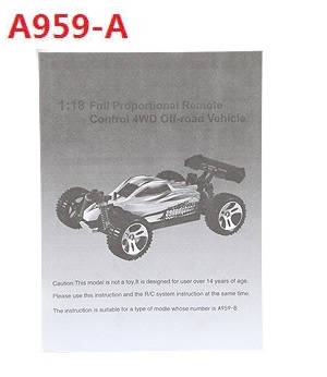 Wltoys A959 A959-A A959-B RC Car spare parts todayrc toys listing English manual book for A959-A