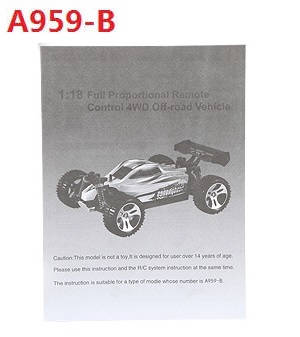 Wltoys A959 A959-A A959-B RC Car spare parts todayrc toys listing English manual book for A959-B