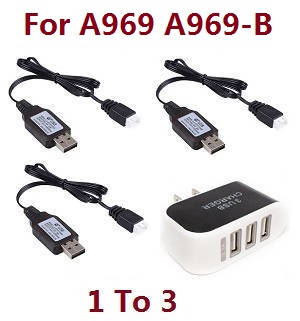 Wltoys A969 A969-A A969-B RC Car spare parts todayrc toys listing 1 to 3 charger adapter with 3*7.4V USB charger wire - Click Image to Close
