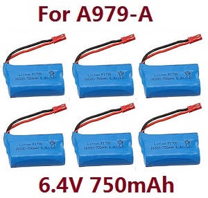 Wltoys A979 A979-A A979-B RC Car spare parts todayrc toys listing 6.4V 750mAh battery 6pcs (For A979-A)