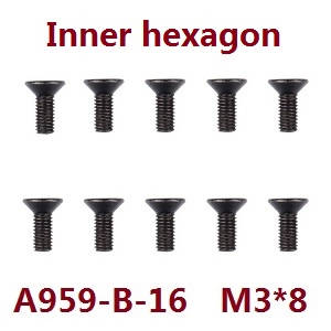 Wltoys A979 A979-A A979-B RC Car spare parts todayrc toys listing inner hexagon screws M3*8 A959-B-16 - Click Image to Close