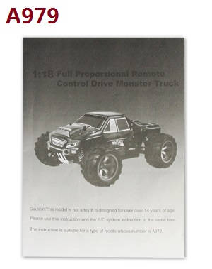 Wltoys A979 A979-A A979-B RC Car spare parts todayrc toys listing English manual book (A979)