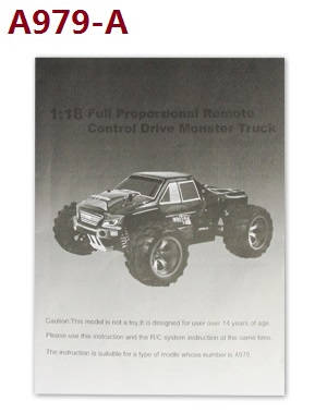 Wltoys A979 A979-A A979-B RC Car spare parts todayrc toys listing English manual book (A979-A)