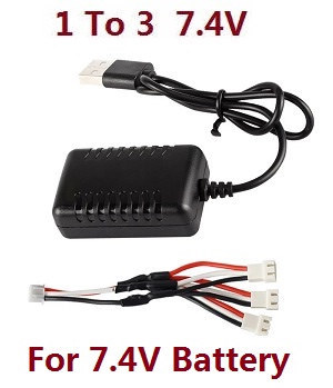 WPL B-16 B16-1 B-16K Military Truck RC Car spare parts USB charger wire + 1 to 3 charger wire (For 7.4V battery)