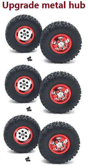 WPL B-16 B16-1 B-16K Military Truck RC Car spare parts upgrade to metal hub tires 6pcs Red
