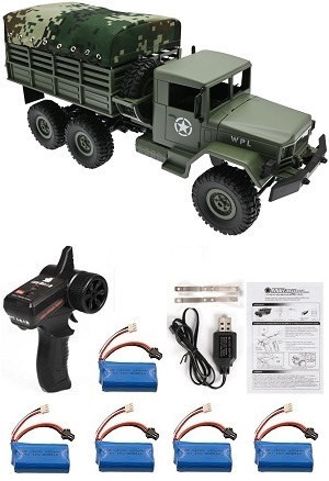 WPL B16-1 Military Truck RC Car with 5 battery RTR Green