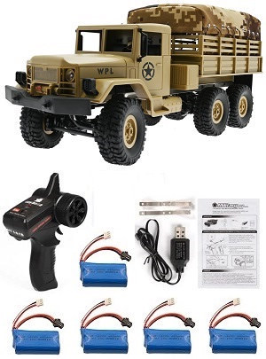 WPL B16-1 Military Truck RC Car with 5 battery RTR Yellow