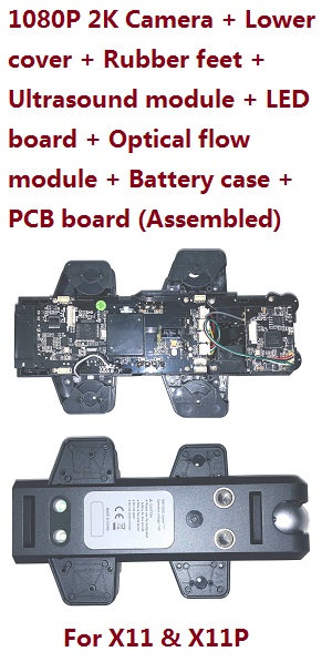 JJRC X11 X11P 1080P 2K Camera + Lower cover + Rubber feet + Ultrasound module + LED board + Optical flow module + Battery case + PCB board (Assembled)