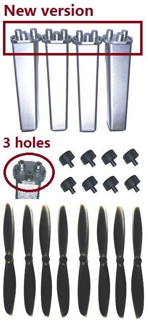 MJX Bugs 5W B5W RC Quadcopter spare parts todayrc toys listing landing skids and main blades group (New version 3 holes) Silver-Gray
