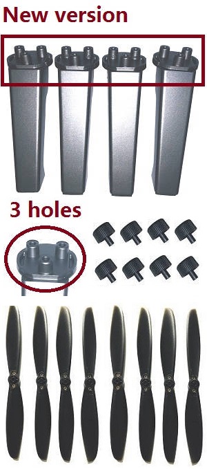 MJX Bugs 5W B5W RC Quadcopter spare parts todayrc toys listing landing skids and main blades group (New version 3 holes) Black