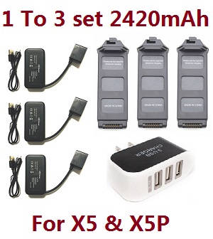 JJRC JJPRO X5 X5P RC Drone Quadcopter spare parts todayrc toys listing 3*battery 7.4V 2420mAh + 1 to 3 charger set