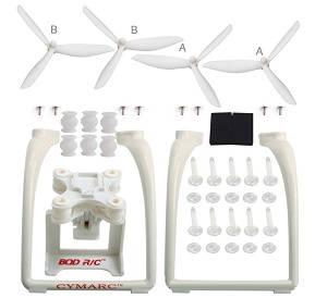 Bayangtoys X16 RC quadcopter drone spare parts todayrc toys listing upgrade 3-leaf main blades + Undercarriage + camera plateform set (White)