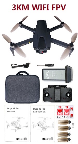 MJX Bugs 18 pro 3KM WIFI FPV EIS RC drone with portable bag and 1 battery RTF