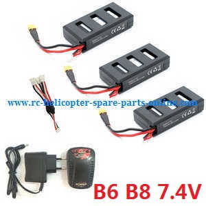 MJX Bugs 6, Bugs 8, B6 B8 RC Quadcopter spare parts todayrc toys listing 1 to 3 charger set + 3*battery set
