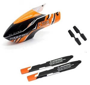 Firefox C129 RC Helicopter spare parts todayrc toys listing head cover (Black-Orange) + 2* tail blade + main blade